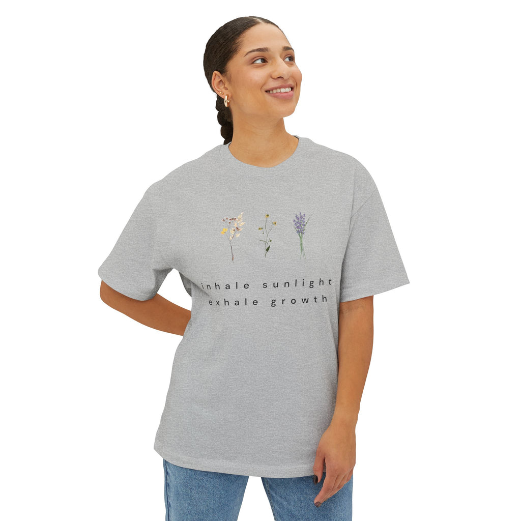 Botanical Minimalist Tee — Wildflower Line Art Oversized T-Shirt