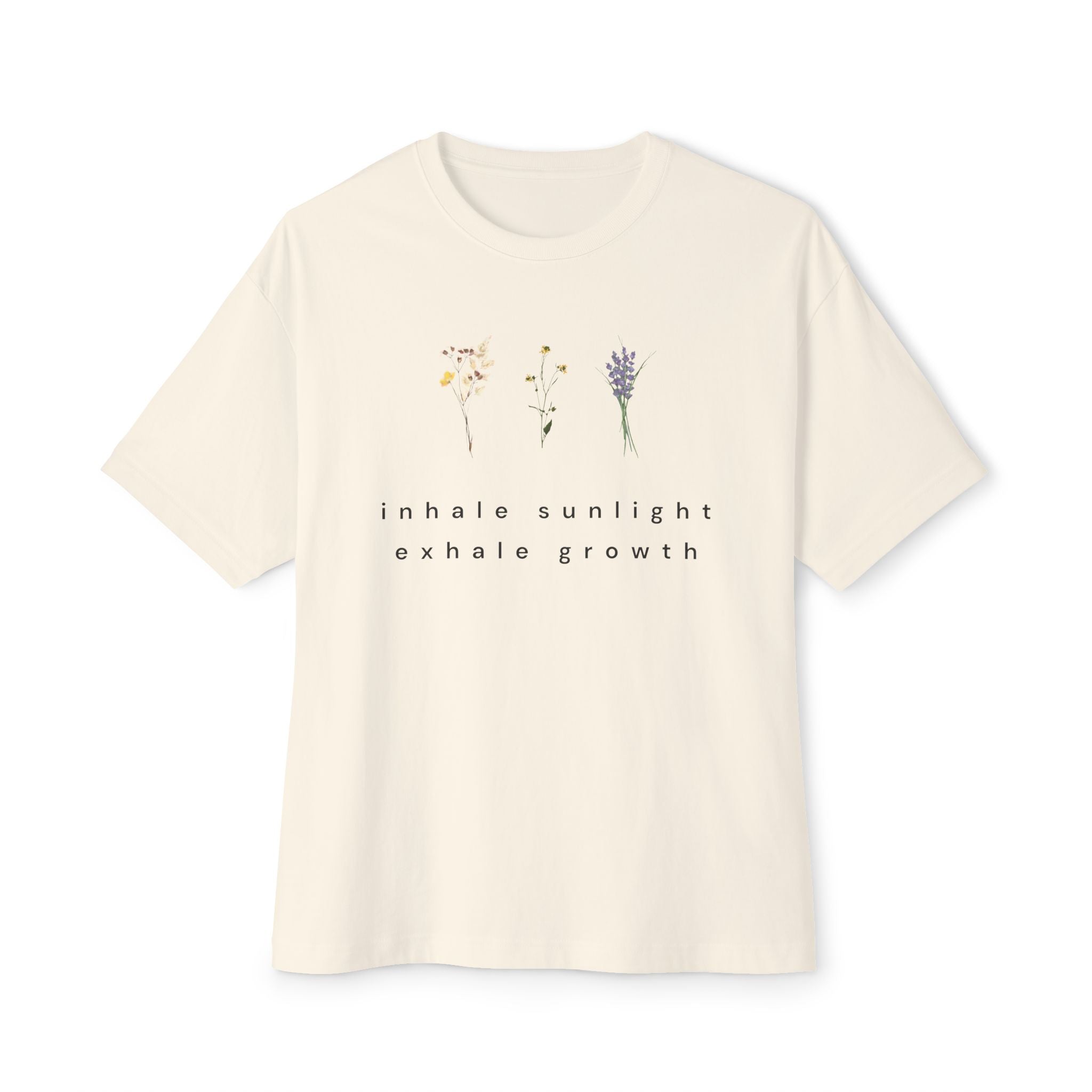 Botanical Minimalist Tee — Wildflower Line Art Oversized T-Shirt