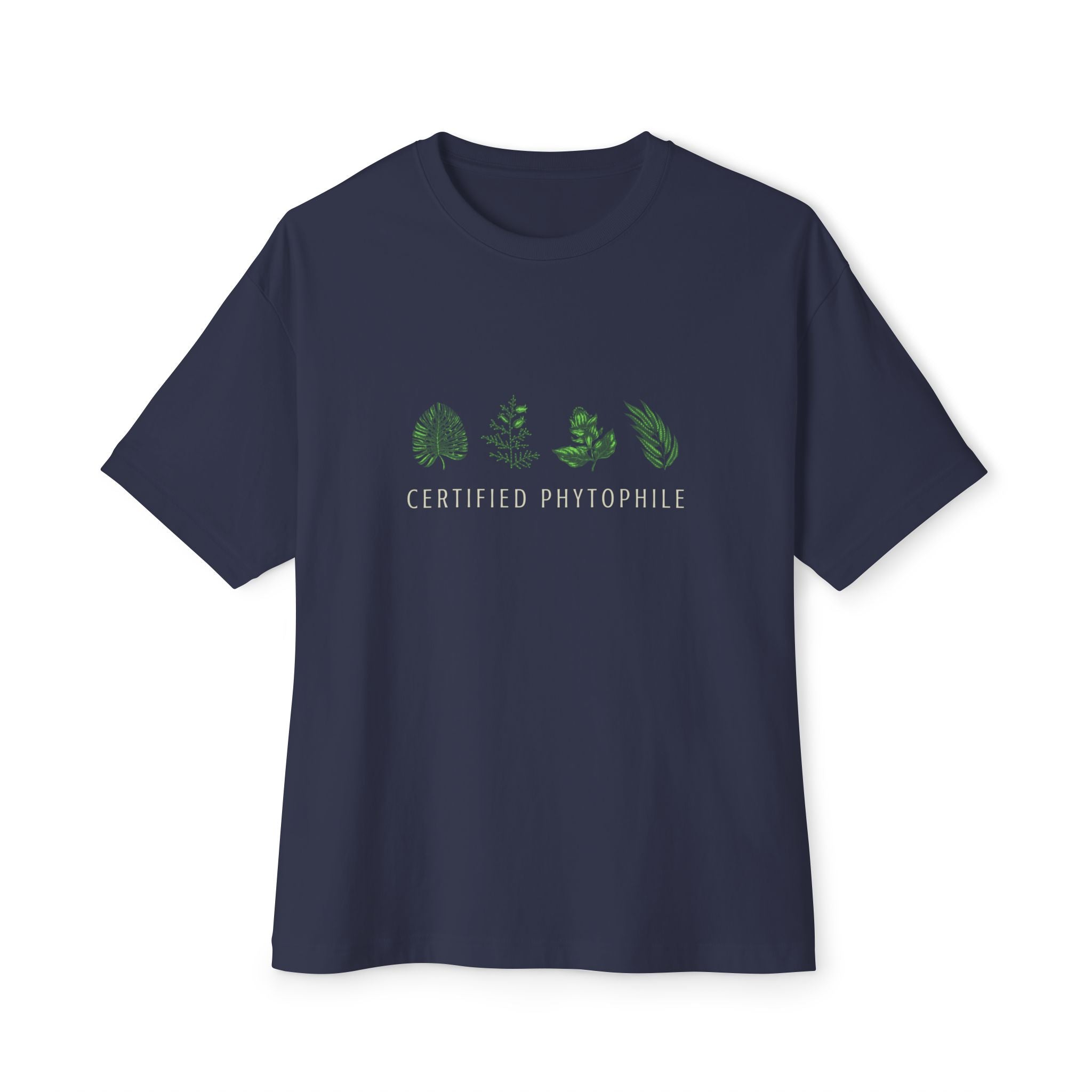 "Certified Phytophile" Minimal Botanical Tee-Unisex Oversized Boxy Tee T-Shirt