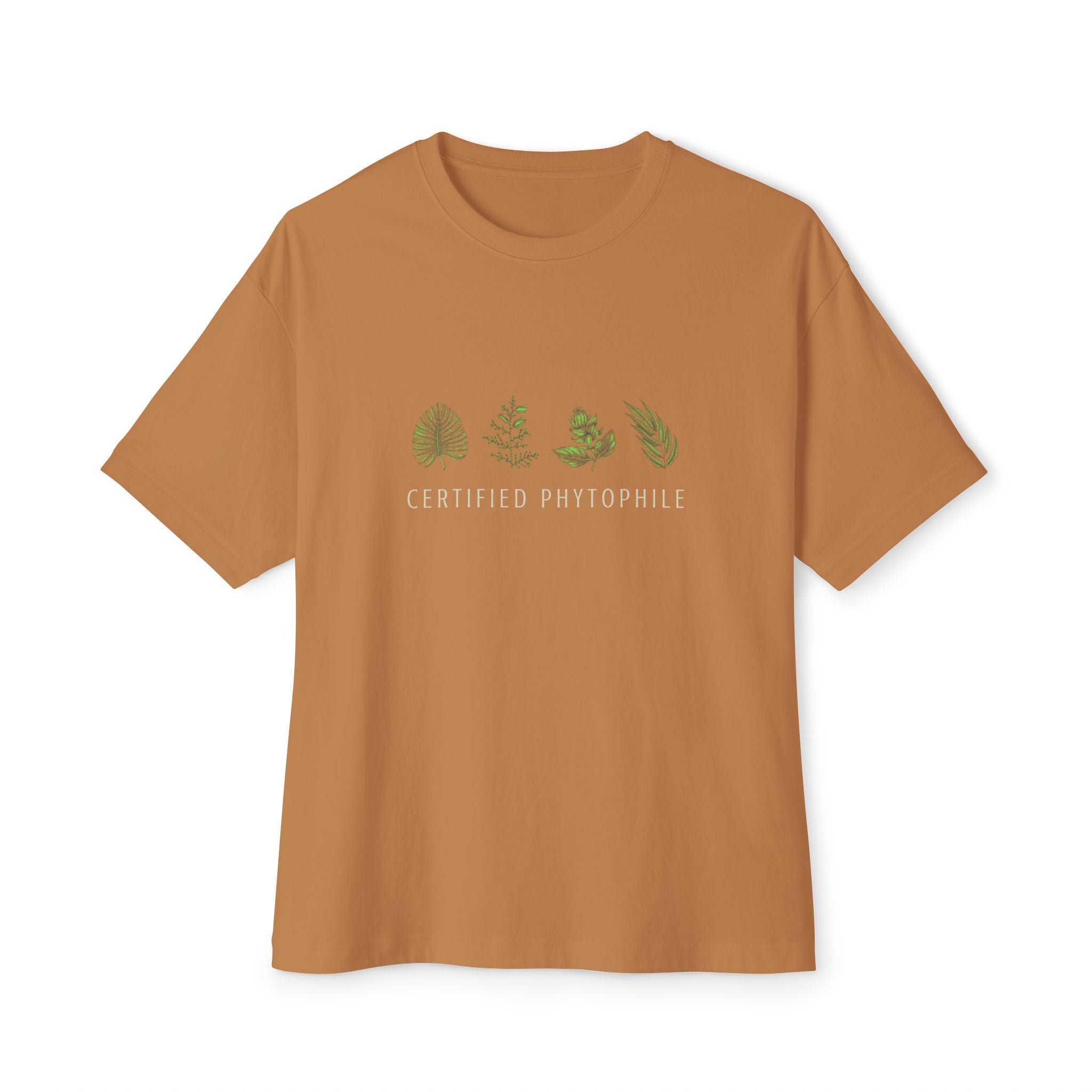 "Certified Phytophile" Minimal Botanical Tee-Unisex Oversized Boxy Tee T-Shirt