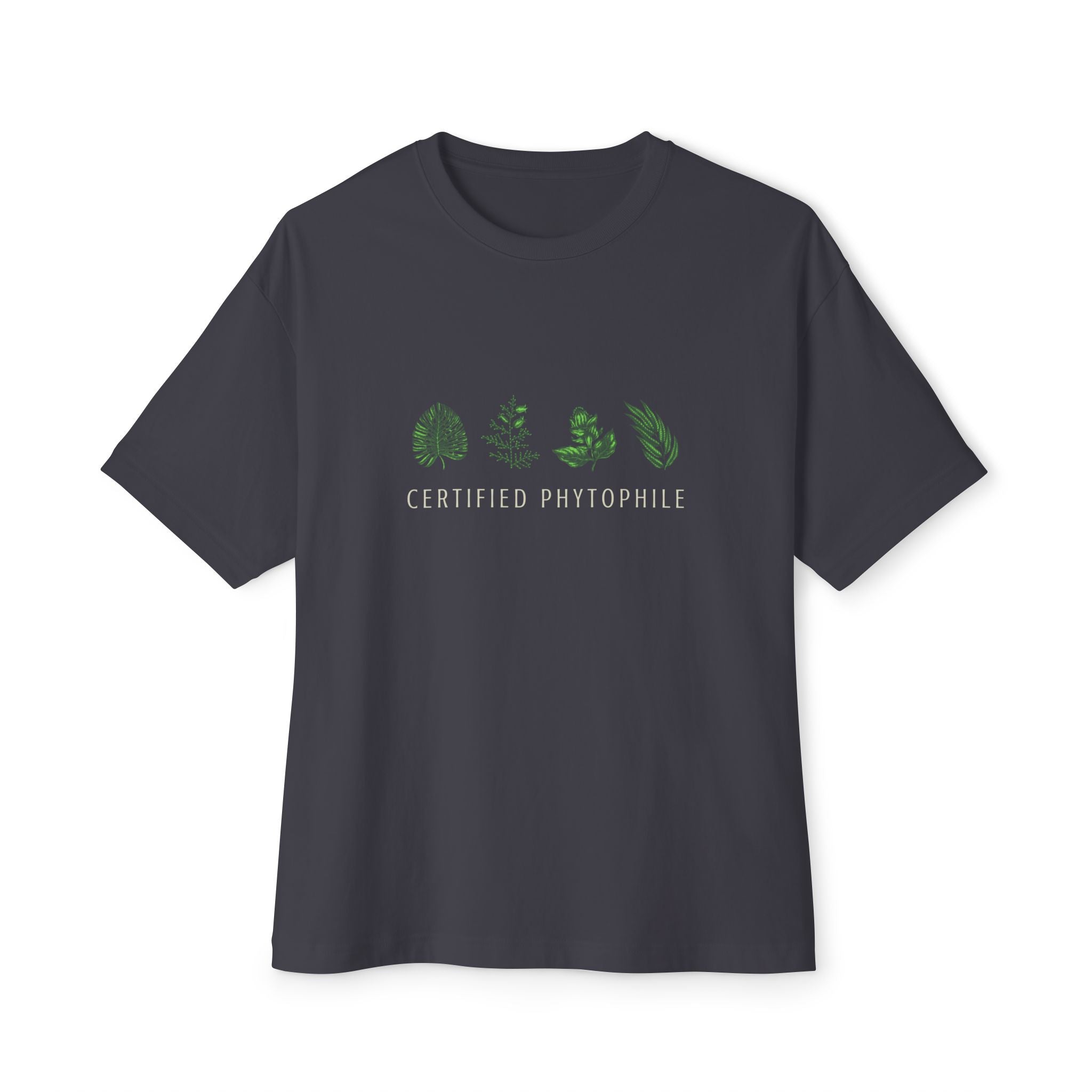 "Certified Phytophile" Minimal Botanical Tee-Unisex Oversized Boxy Tee T-Shirt