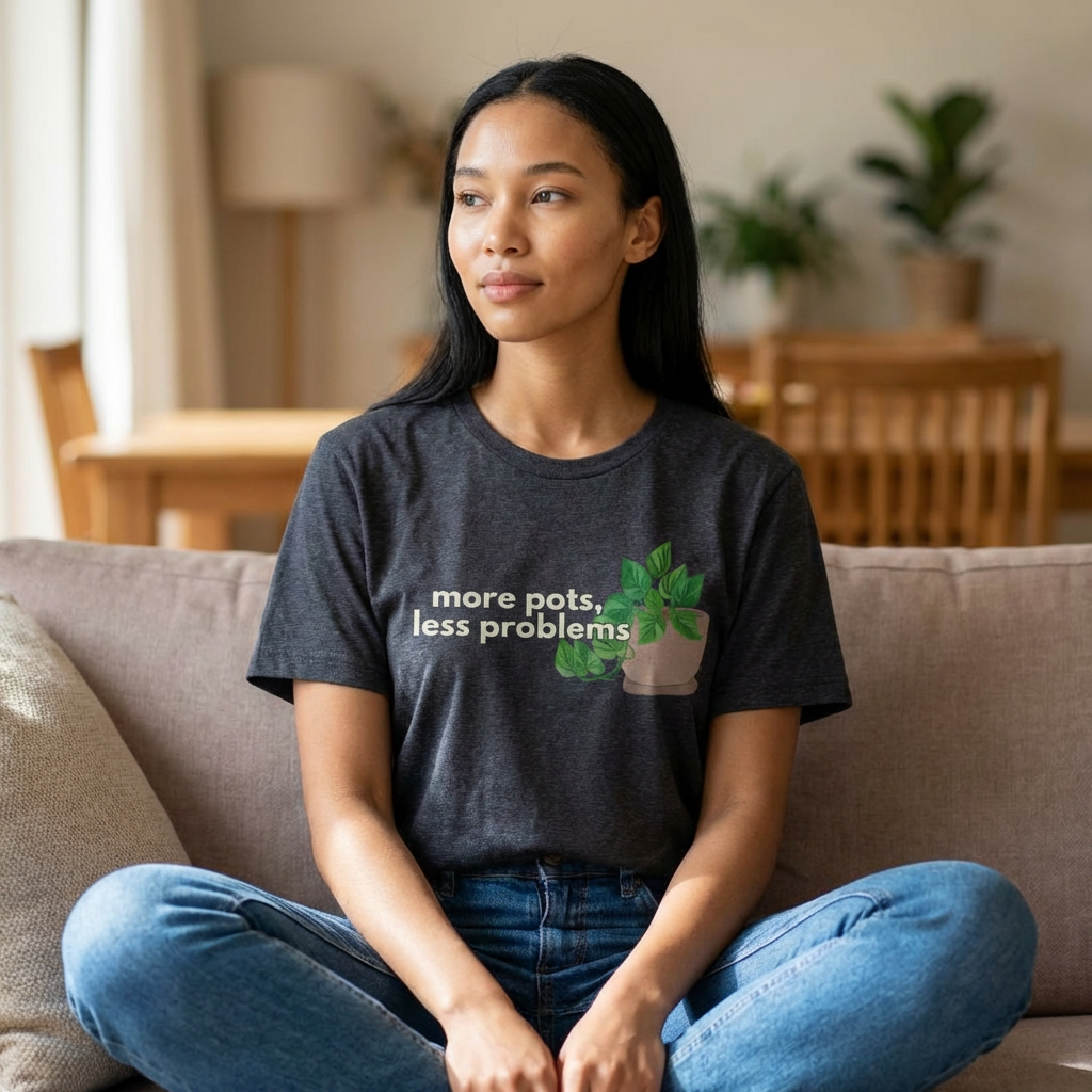 Plant Lover T‑Shirt — “More Pots, Less Problems” Graphic Tee