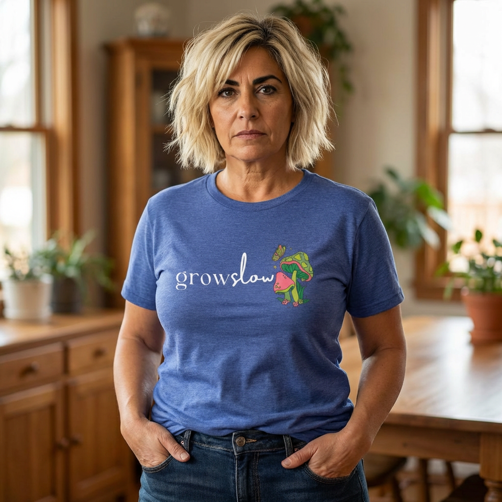 Grow Slow Mushroom T-Shirt — Botanical Relaxation Tee