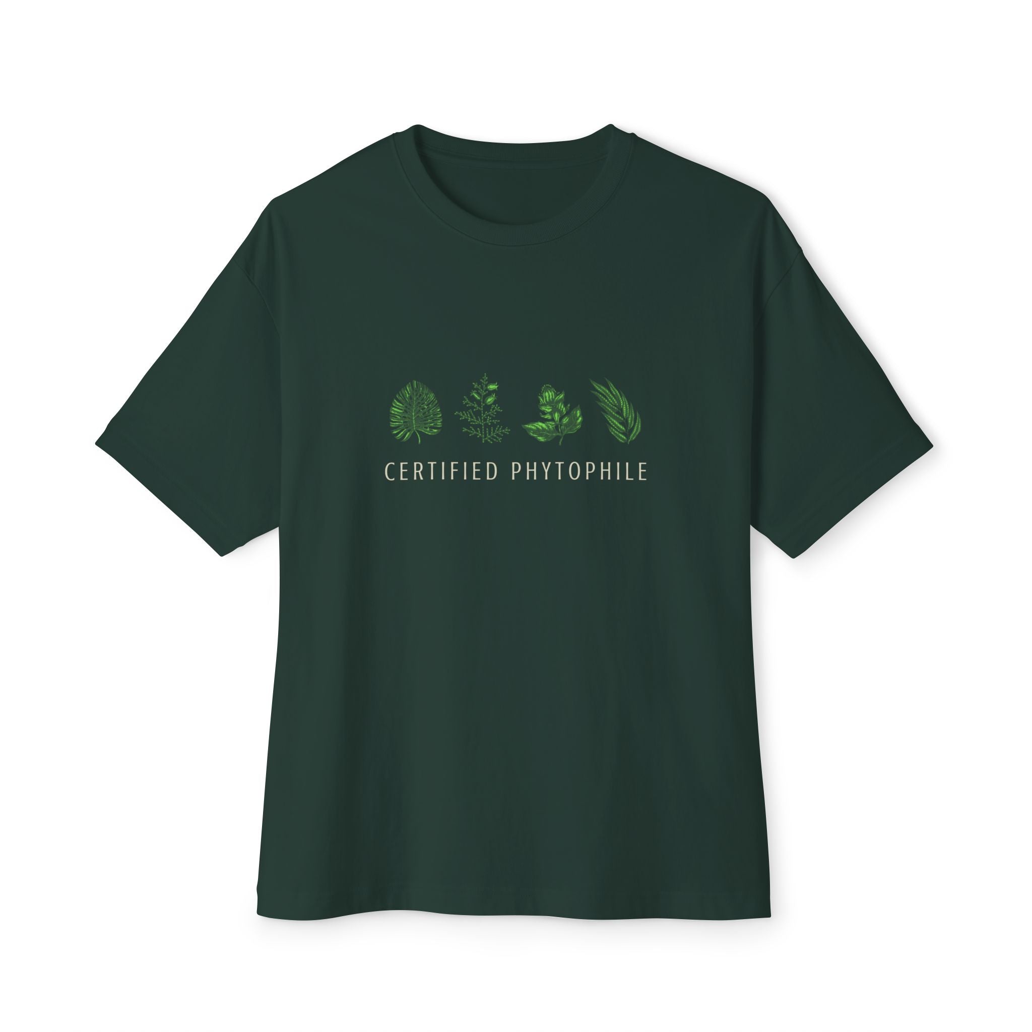 "Certified Phytophile" Minimal Botanical Tee-Unisex Oversized Boxy Tee T-Shirt