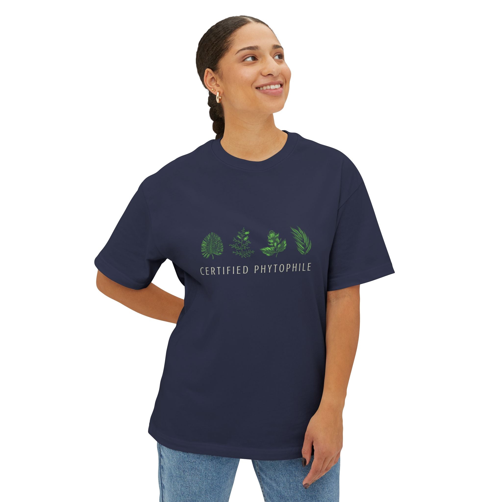 "Certified Phytophile" Minimal Botanical Tee-Unisex Oversized Boxy Tee T-Shirt