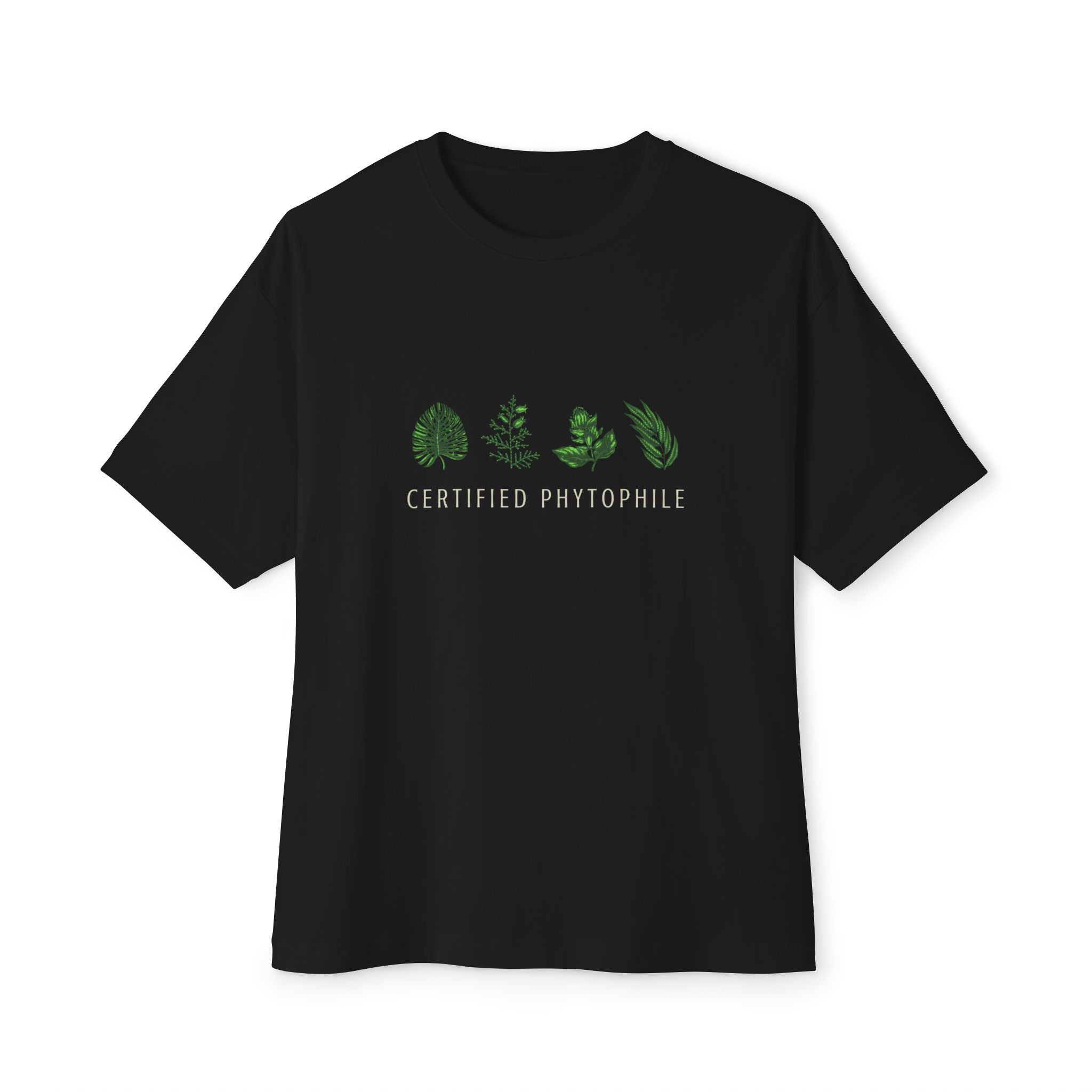 "Certified Phytophile" Minimal Botanical Tee-Unisex Oversized Boxy Tee T-Shirt