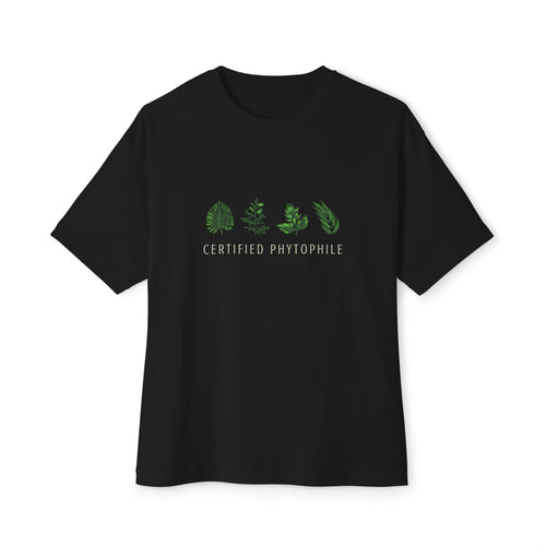 "Certified Phytophile" Minimal Botanical Tee-Unisex Oversized Boxy Tee T-Shirt