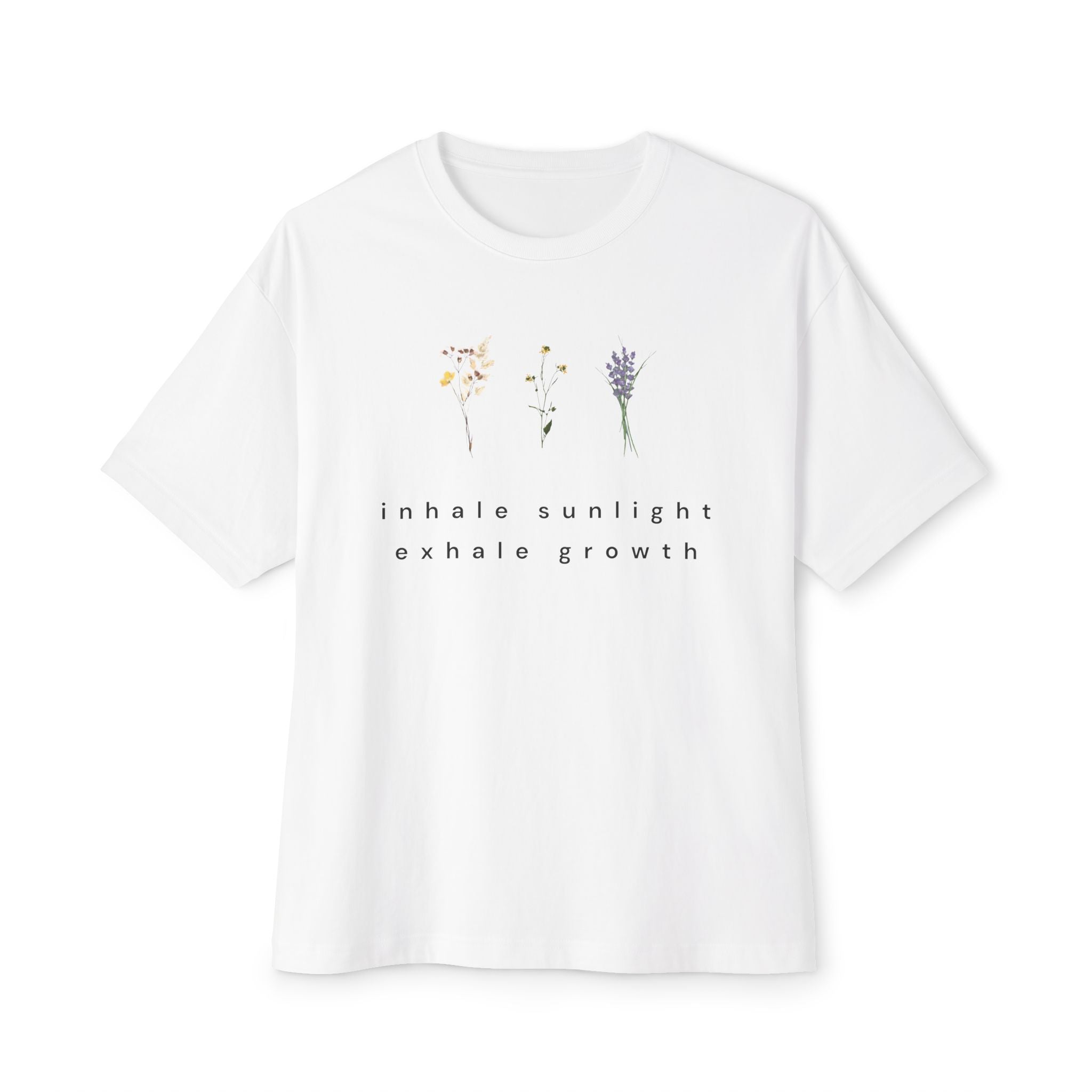 Botanical Minimalist Tee — Wildflower Line Art Oversized T-Shirt